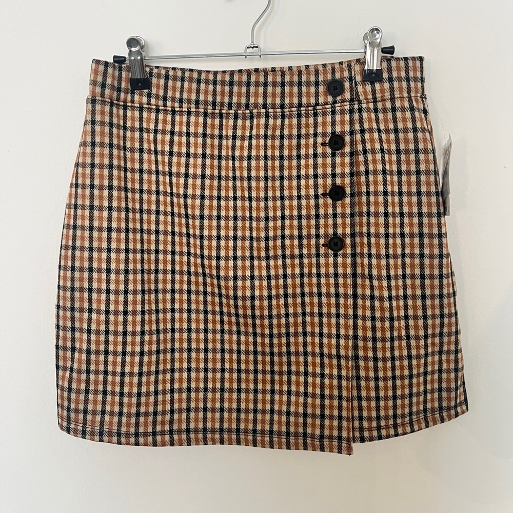 SO Orange and Black checkered A-Line skirt